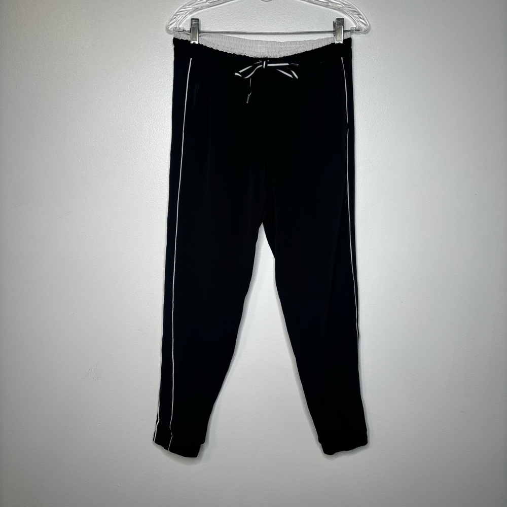 Athleta Pants Women’s Sz 6 Brooklyn Jogger Black White Side Stripe 566705 - Picture 3 of 10